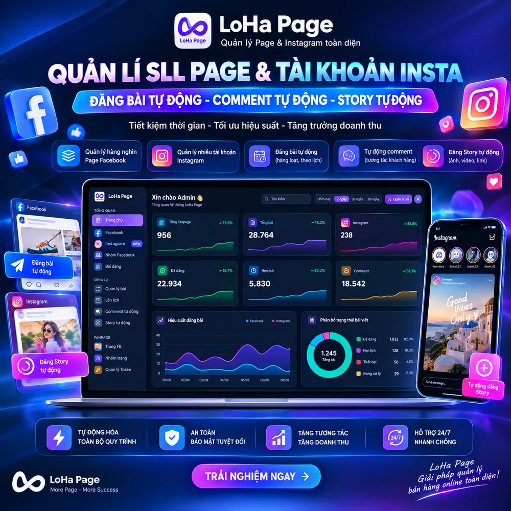 LoHa Page — quản lý Page Facebook & tài khoản Instagram
